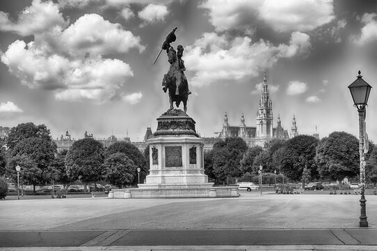 Archduke Karl Equestrian Statue and Vienna City Hall, Austria