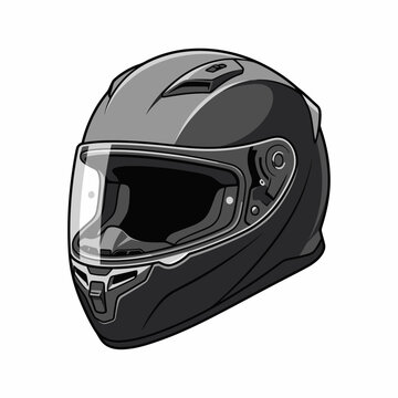 Detailed Vector Illustration of a Modern Protective Motorcycle Full Face Helmet Design
