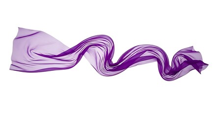 Fototapeta premium Abstract purple silk fabric ribbon flowing on a white background