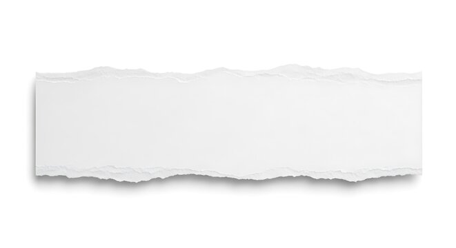 A single piece of white torn paper strip isolated on white background