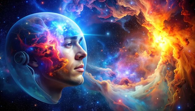 Human Mind Connecting to Universe Energy.