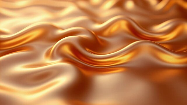 Golden lustrous liquid metal surface rippling with soft, slow, and elegant waves