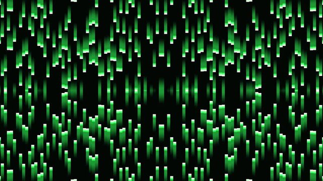Abstract Symmetrical Green Digital Code Rain on Black Background