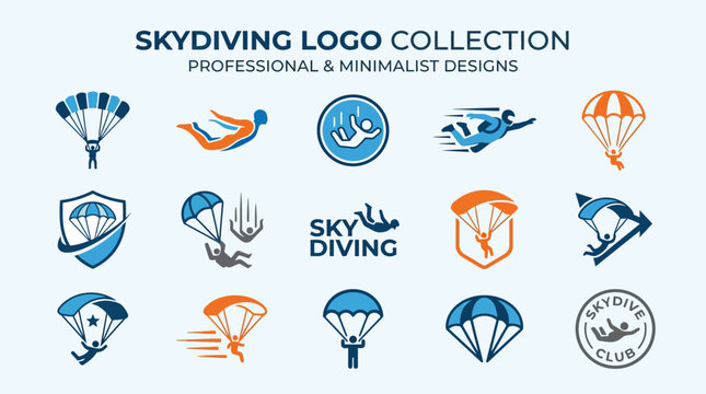 Extensive skydiving and parachute sport logo collection.