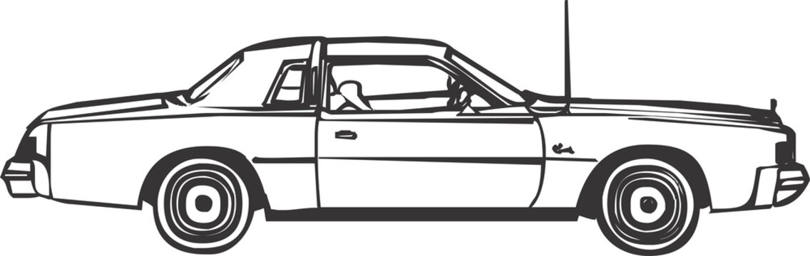 Minimalist Outline Illustration of a Classic Coupe