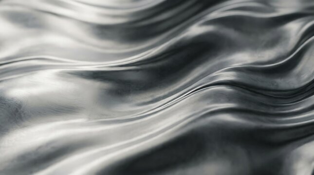 Abstract liquid metallic silver waves