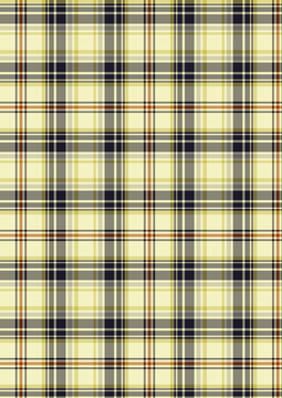 Seamless light yellow tartan plaid pattern vector background with dark blue, red, and olive green lines, traditional fabric texture for fashion apparel, blankets, and holiday winter decor