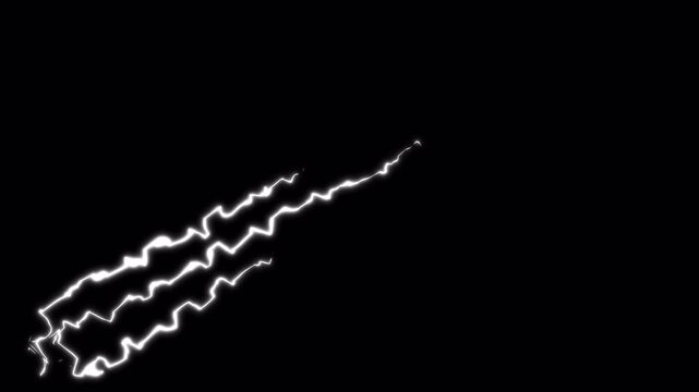 Electric lightning vfx with glowing white bolts on black. Great for use in sciencefiction films, video games, and digital design projects.