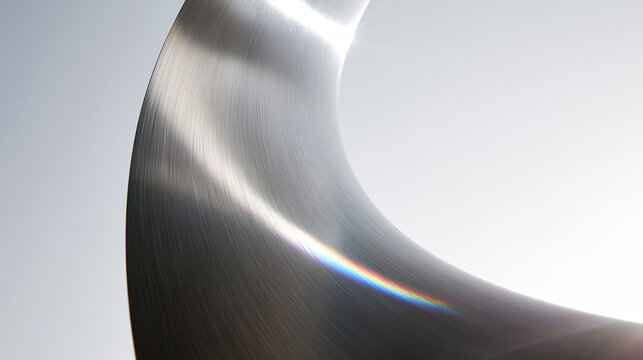Curved Brushed Metal Surface with Light Flare Reflection