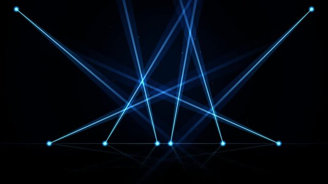 Blue Spotlight Beams and Stage Laser Lights Sweeping Motion Loop