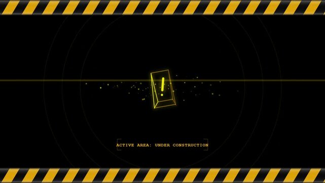Glowing Yellow Under Construction Hazard Warning Sign HUD Loop