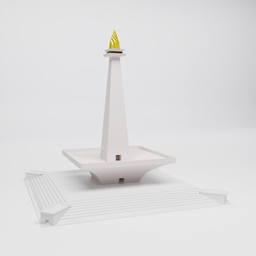 3D Rendered Model of Monas National Monument in Jakarta, Indonesia
