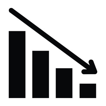 Declining graph with downward arrow trend
