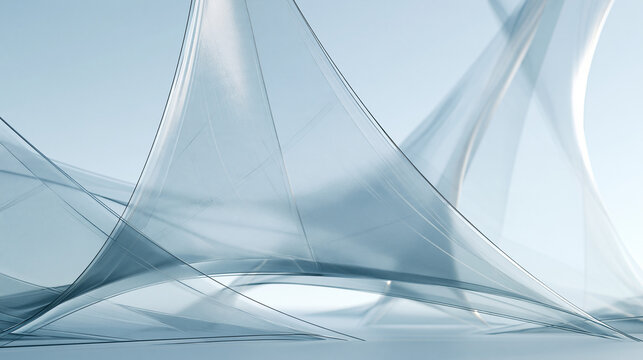 Abstract light blue futuristic architectural structure design on white background
