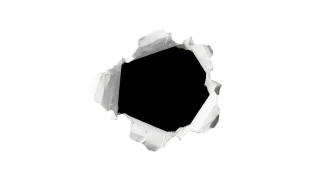 Torn paper hole, ragged edge banner element, isolated on transparent background