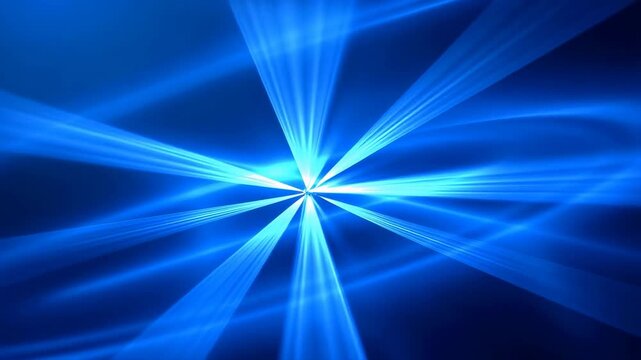 Blue Light Beam Abstract Background with Radiant Energy Streaks, Intersecting Lines and Deep