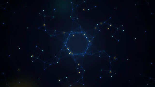 Symmetrical plexus gear rotating seamless loop motion background