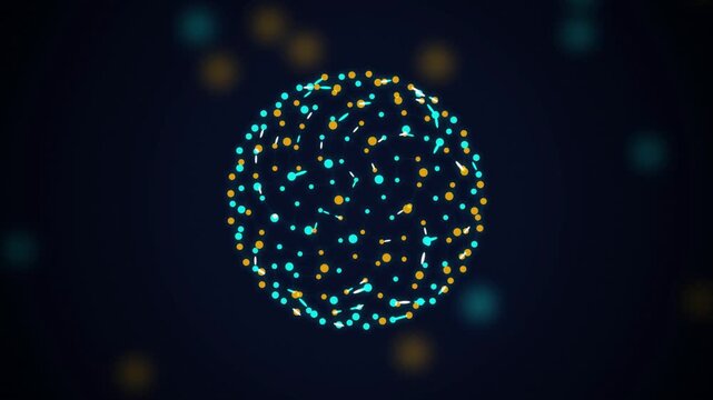 Spherical network nodes rotating seamless loop motion background
