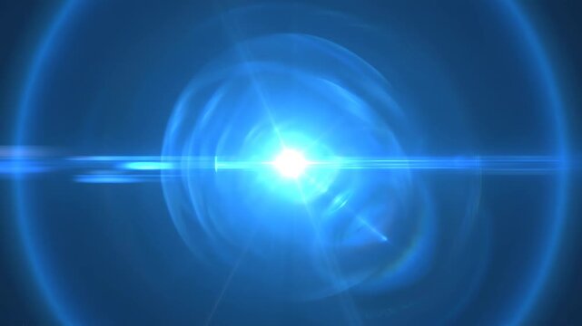 Blue Lens Flare Expanding with Circular Light Streaks during Dark Night Revealing Cosmic Energy