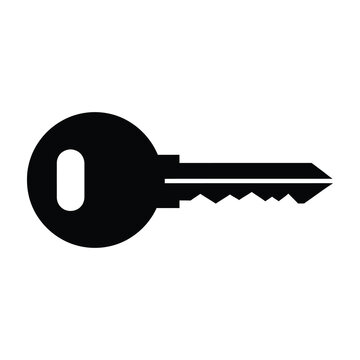 Black key icon on white background simple symbol