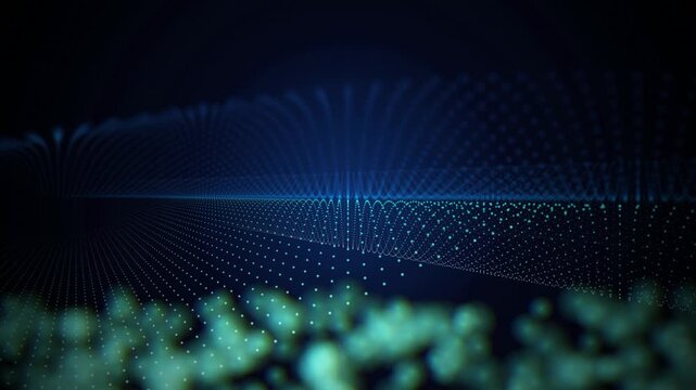 Glowing particle grid waves seamless loop motion background