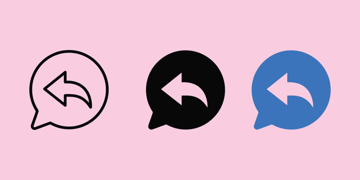 Reply arrow in speech bubble icon