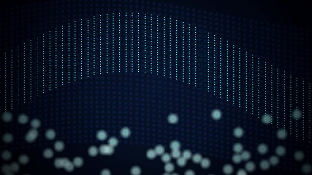 Cyan dots wave glowing bokeh seamless loop motion background