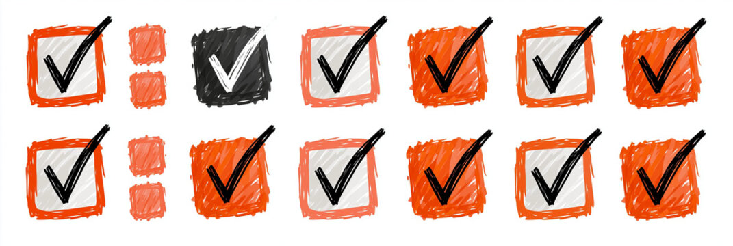 Colorful checkboxes featuring marked and unmarked options in vibrant colors.