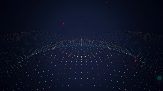 Glowing particle grid undulating wave seamless loop motion background