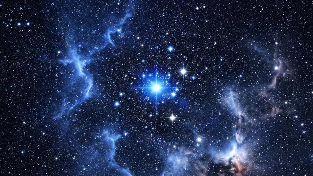 Celestial nebula with bright star clusters in deep space during cosmic exploration with glowing light