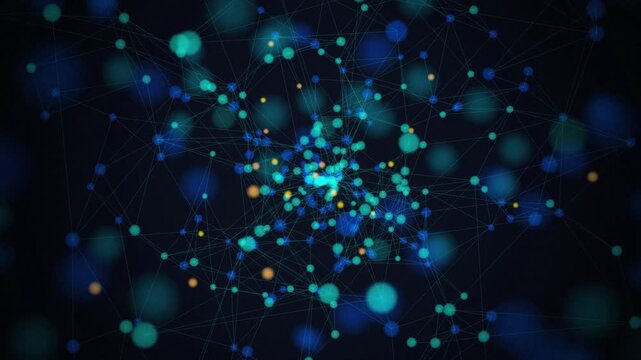Neural network data nodes rotating seamless loop motion background