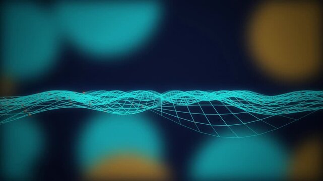 Digital wireframe grid wave seamless loop motion background