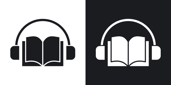 Audio book icon flat outline in black