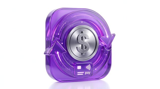 Purple paypal payment icon on card