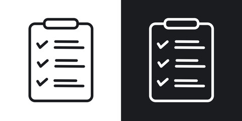 Checklist icon flat outline in black