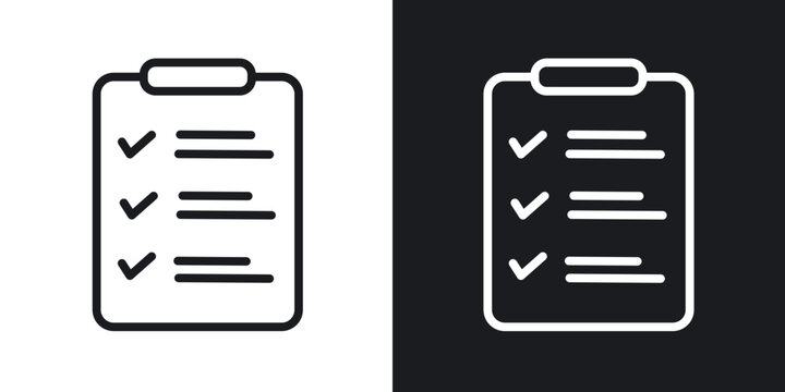 Checklist icon flat outline in black