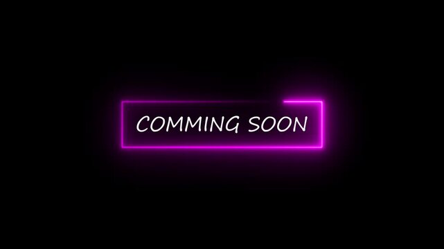 Pink neon coming soon text animation