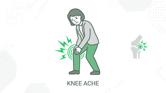 Woman Wincing with Knee Pain Medical Illustration of Joint Ache