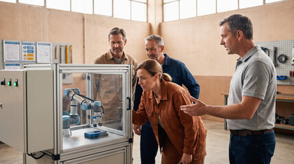 Obraz premium Midcareer professionals kick off hands-on robotics reskilling program