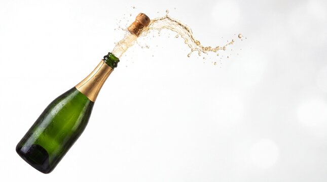 2027 Christmas and New Year Banner with Champagne Bottle Erupting with Effervescent Vol 382