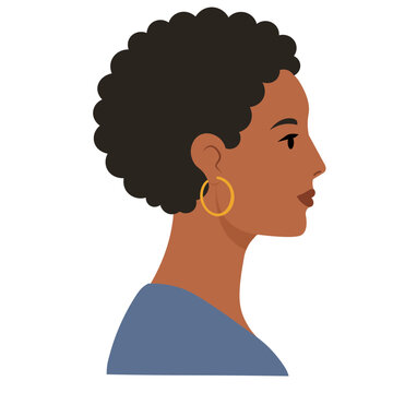Black Woman Profile with Curly Hair Illustration