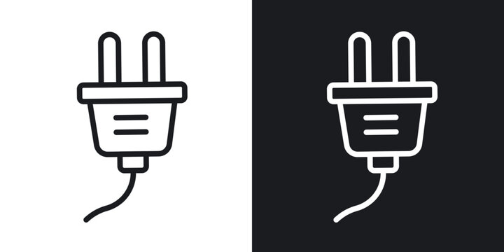 Electrical plug icon flat outline in black