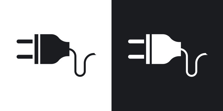 Electrical plug icon flat outline in black