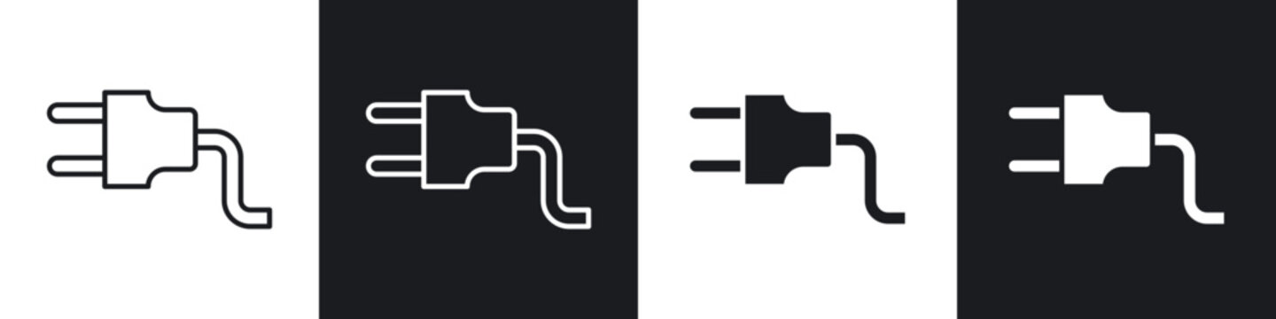 Electrical plug icon flat outline in black