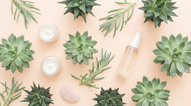 Natural skincare products featuring essential oil and botanical ingredients for a healthy wellness cosmetic routine