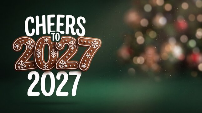 Christmas and New Year 2027 Banner with Artisan Spiced Gingerbread 2027 Biscuit Vol 258