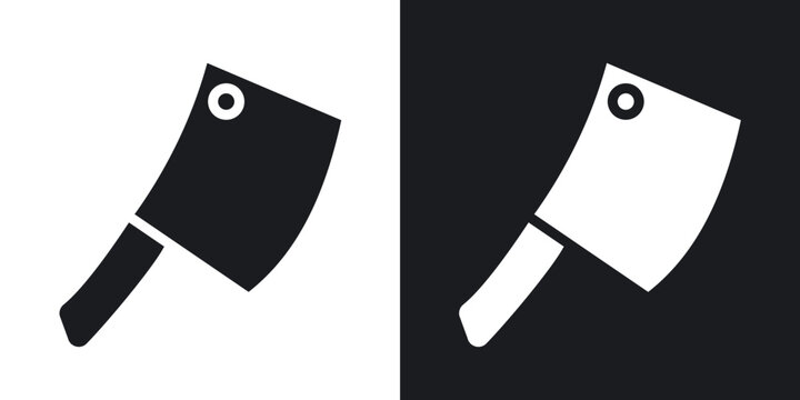 Hatchet icon flat outline in black