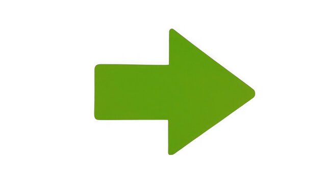 A single, bold, vibrant green arrow pointing towards the right, isolated on a clean, solid black background, for clear directional, visual guidance isolated on a transparent background