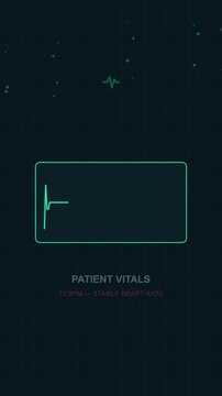 Digital Medical Interface Displaying Health Metrics and Heart Rate Monitoring