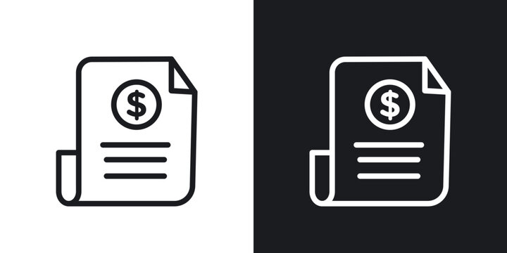Invoice payment icon flat outline in black